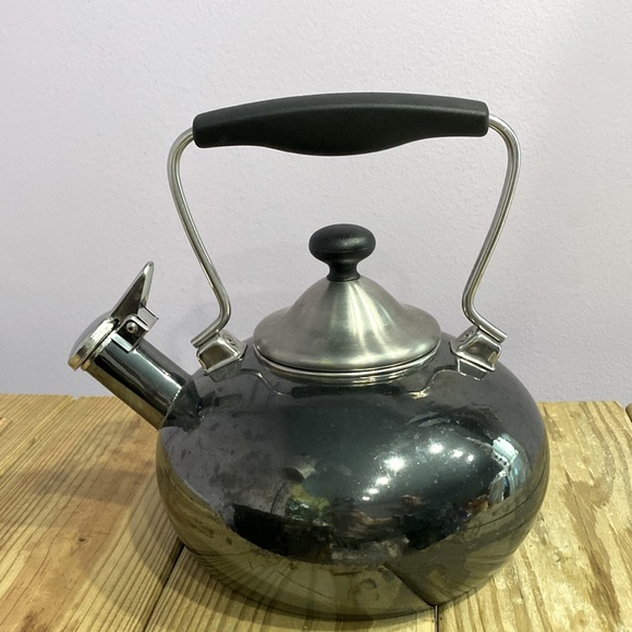 Vintage Chantal Tea Pot Kettle Whistling Stovetop Onyx Black Stainless Steel !! - Picture 4 of 14